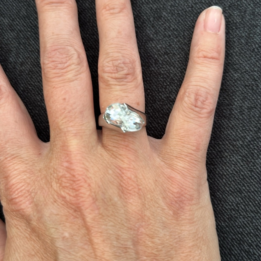Laguna wave Ring Silver and Cubic Zirconia size 6